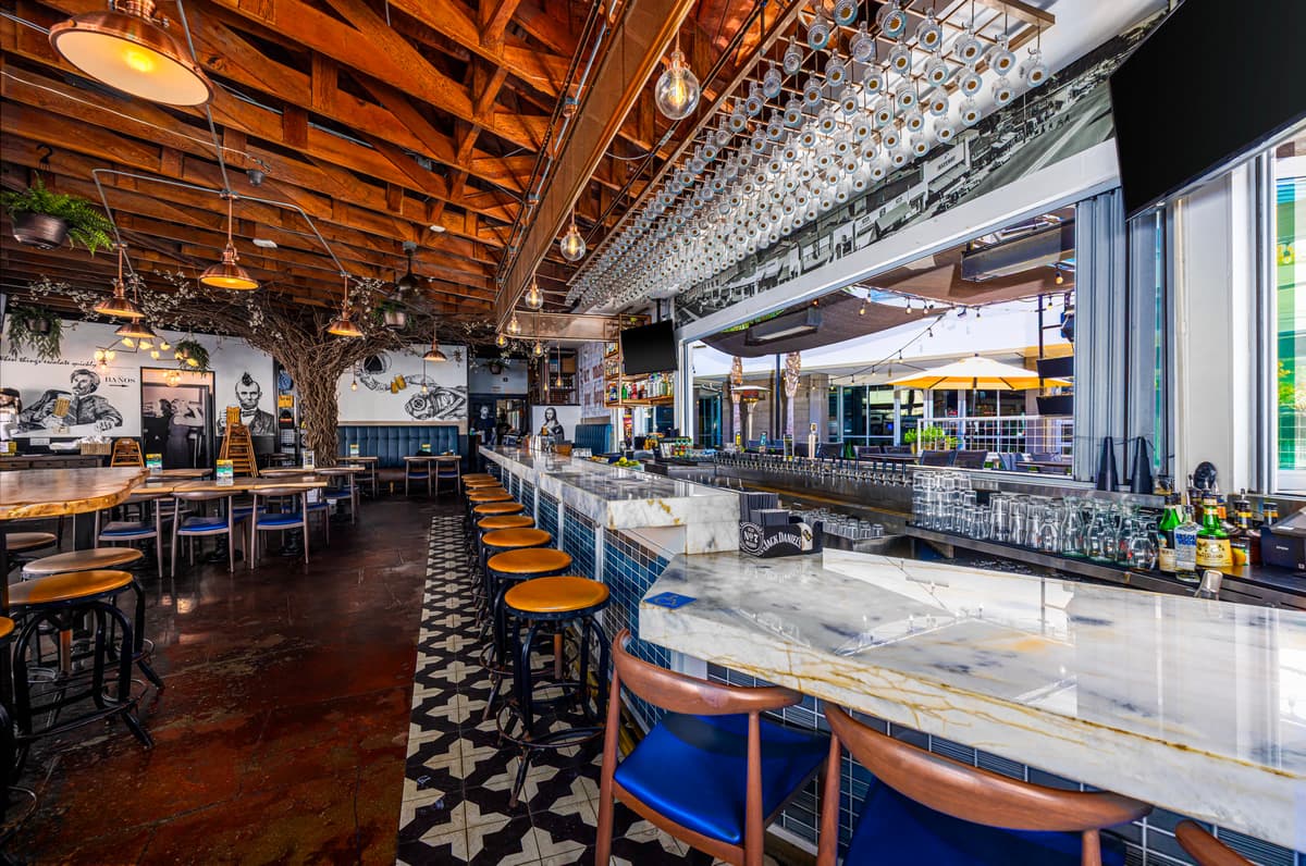 The marble bar at Bier Garden Encinitas, ready for a round