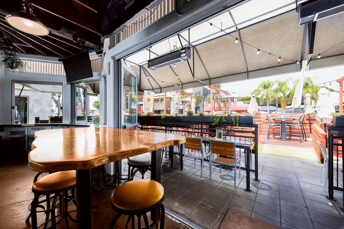Sunlit open-air patio at Bier Garden Encinitas